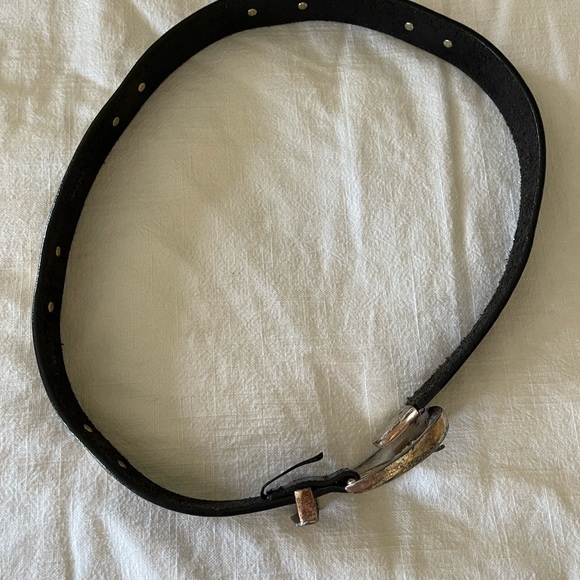 Vintage Genuine Leather Belt Made in USA with Metal Embellishments Black/Silver - Picture 8 of 11